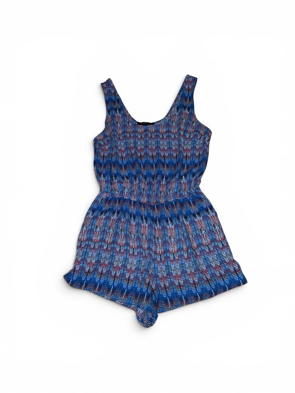Forever 21 Blue & Red Geometric Print Romper - Size M
